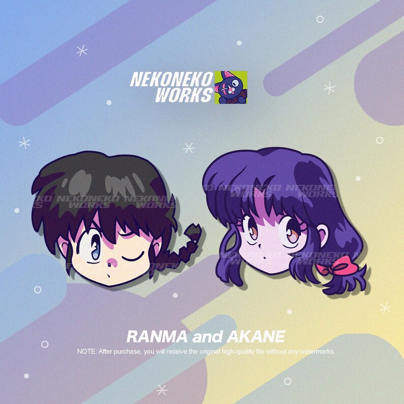Ranma 1/2 Chibi PNG Clipart Bundle | Kawaii Anime Character Heads ...