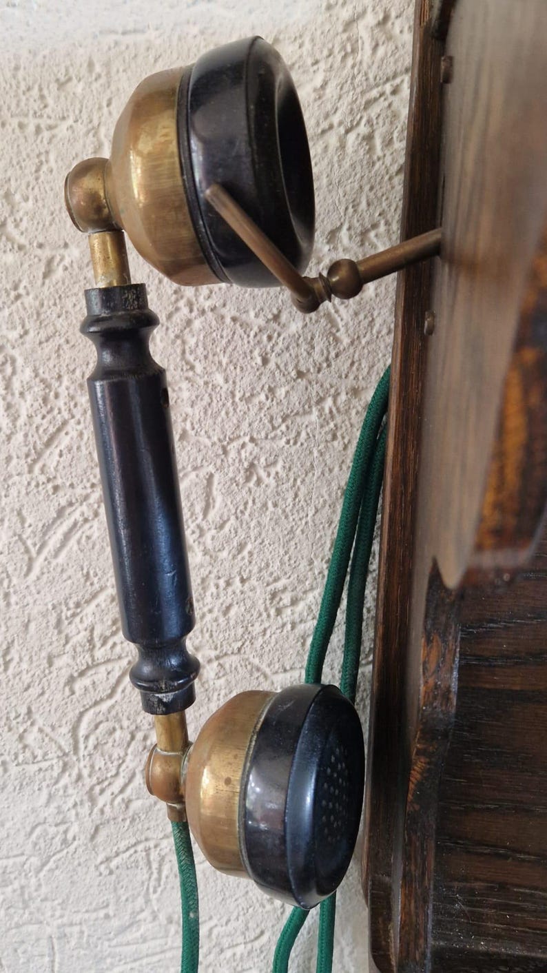 Vintage Danish Hand Crank Wall Phone, Wood Telephone 1930s Home Decor ...