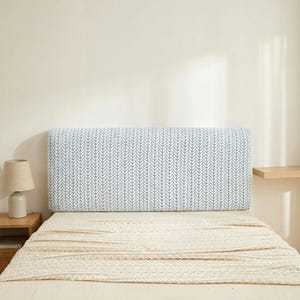 Elastic Headboard Cover, Jacquard Bedside Protector, Stretch Bed Head Cover, Easy Clean Bedroom Decor Blue
