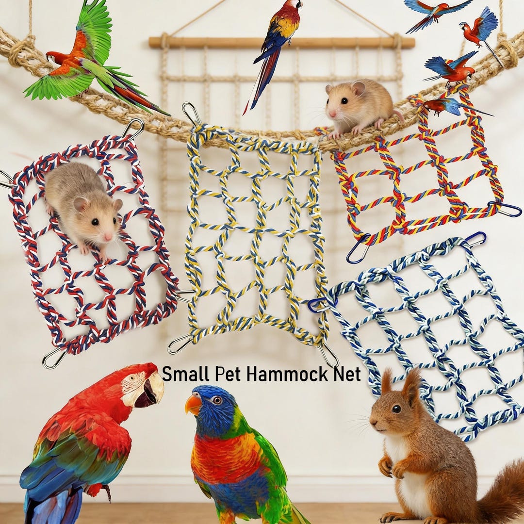 Colorful Cotton Rope Parrot Climbing Net - Soft Bird Hammock & Bridge ...