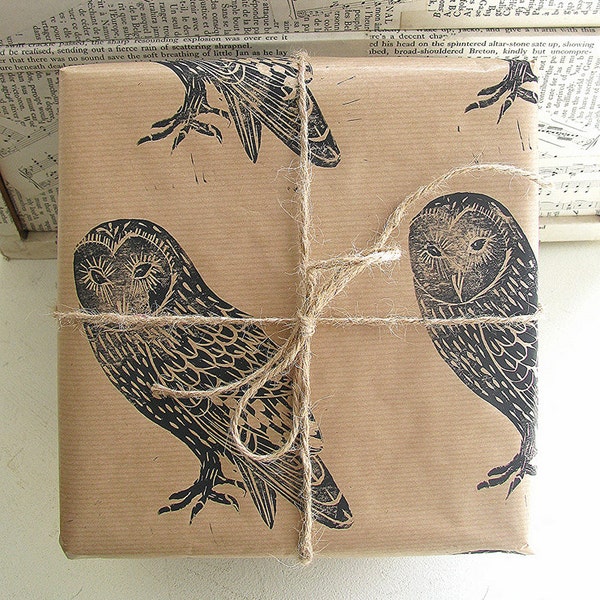 Barn Owl Rustic Bird Gift Wrap - Three Sheets