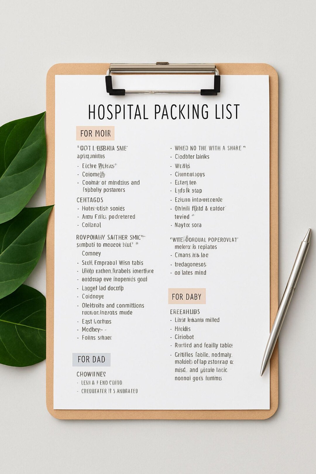 Hospital Packing List - Emergency C-section Friendly - Etsy