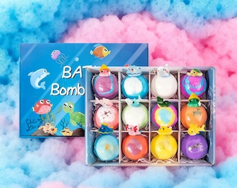 Pelotas de baño con juguetes, paquete de 12, temática marina. ¡Haz que tu perro también disfrute del baño!