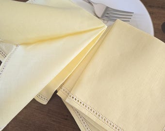 Juego de 4 servilletas de lino amarillas para té, 25 x 25 cm, nuevas.