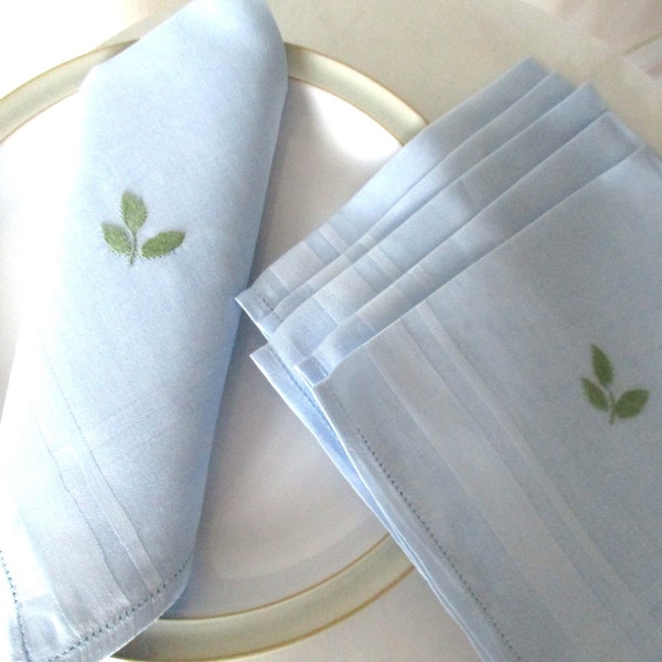 6 BLUE ORGANZA table napkins approximately 15" x 15" square, new condition