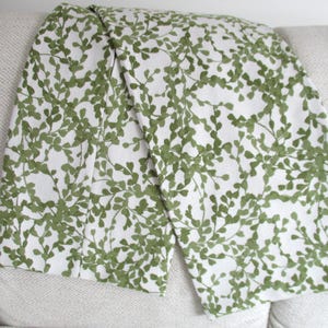 Custom table runner 12" wide x 57" long, green and white, double thickness, upholstery fabric, new