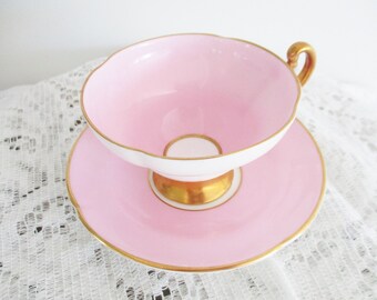 PINK TEACUP and SAUCER by Old Royal England , excellent condition