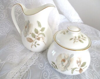 Royal Doulton cream and sugar set "Yorkshire Rose" pattern, mint condition