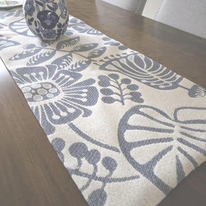Custom made table runner 15" x 55", blue and white