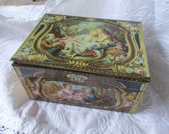 VINTAGE BISCUIT/CHOCOLATE tin, Kemps, Barker & Dobson French reproduction tin, good condition