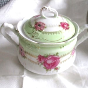 Vintage Saxe Altenburg Biscuit Jar: Handpainted Floral Porcelain, 1930s German Decor