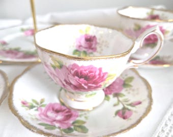 Vintage Royal Albert "American Beauty" teacup and saucer, excellent condition (US tariffs and duties pre-paid)