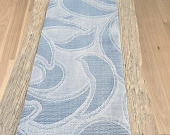 Custom made table runner 9" x 84" long, blue shades, new fabric