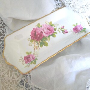 Royal Albert American Beauty Bone China Sandwich Tray, Pink Roses, excellent condition