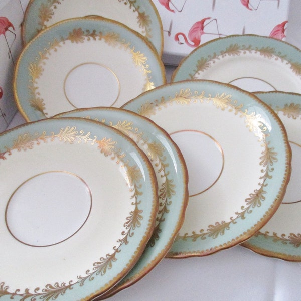 Replacement saucers by Aynsley, set of 8 in 2 different sizes, tidbit or appetizer plates, replacement pieces, excellent condition