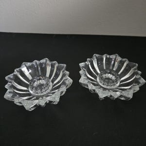 Vintage Starburst Glass Candle Holders - Set of 2 - Made in Canada, excellent condition