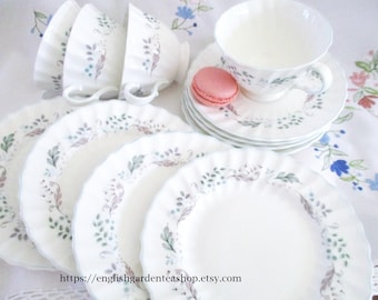 Royal Doulton 12 piece teacups and tea plates set, Glen Auldyn Bone China