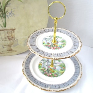 Vintage Royal Albert Cake Stand: Silver Birch Pattern, English Tea Stand
