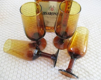 4 Libby honey glass 3 oz. aperitif or sherry glasses, excellent condition