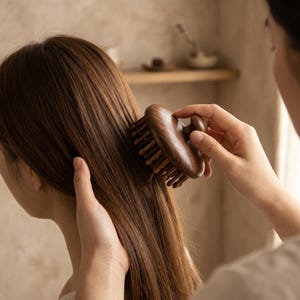 Sandalwood Scalp Massage Comb, 79 Pin Meridian Acupressure Hair Tool