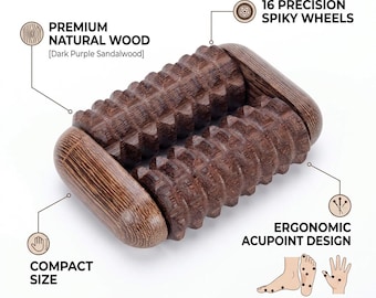 Rodillo de masaje de dedos de sándalo natural: herramienta de acupresión para el alivio de las articulaciones