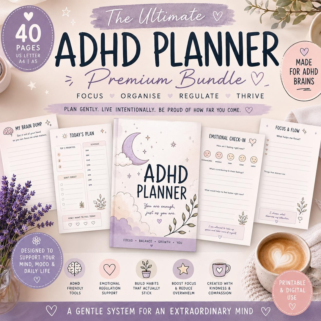 Ultimate ADHD Planner Bundle | 40 Page Neurodivergent Mental Health ...