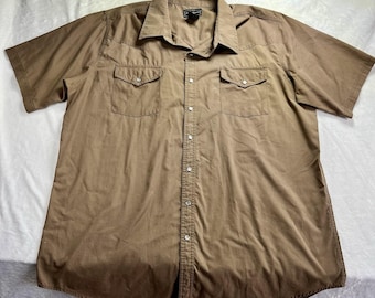 Vintage High Noon Western Short Sleeve Shirt Men's Pearl Snap 2XL Tall Cowboy