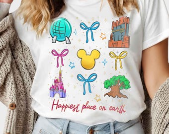 Retro Kokette Bögen Mickey und Minnie Shirt, Schloss Walt Disney Shirt, Disney Girls Trip, BTW Magic Kingdom, Disneyland Passendes Mädchen-T-Shirt