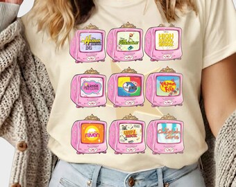 Retro Disney Channel Movie Television T-Shirt, Disneyland Family Matching Shirt, Disney Channel High School Musical Hannah Montana Shirt