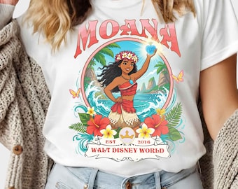 Disney Moana 2026 Film Kokette Schleife T-Shirt, Disney Prinzessin Moana Geburtstag Shirt, Disneyland Reise Familie Passendes Shirt, BTW Reisebekleidung