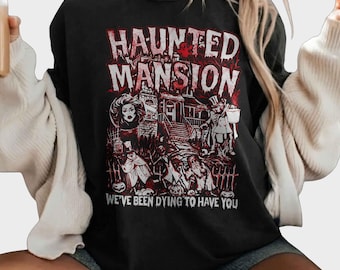 Retro Disney Haunted Mansion T-Shirt Willkommen töricht Sterbliche Hitchhiking Geist Disney gruselige Saison Shirt Madam Leota Disney Halloween Shirt