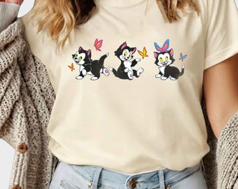 Disney Figaro Cat T-Shirt, Disney World T-Shirt, Un Deux Trois Cat Baby-T-Shirt, Magic Kingdom Shirts, Frauen Baby T-Shirt Girly Ästhetik