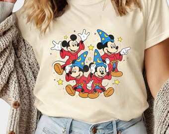 Walt Disney Fantasia Mickey Aquarell T-Shirt, Fantasia Mickey Shirt, BTW Tees, Mickey Sorcerer T-Shirt, Disneyland Familie passendes T-Shirt