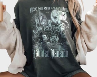 Haunted Mansion Mickey & Co Shirt, Willkommen Dummkopf Sterbliche Shirt, Disney Familien Reise Shirt, lustige Mickey Minnie Familie Pullover