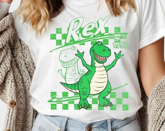 Komfortfarben Disney Toy Story 1995 Retro T-Shirt, Woody Buzz Lightjahre Rex T-Shirt, Disney Pixar Fest, BTW Disneyland Familienurlaub