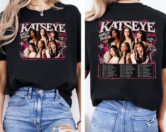 Camiseta KATSEYE para niñas 2026, Sudadera de gira mundial, Sudadera con capucha de grupo pop femenino, Camiseta inspirada en el pop, Camiseta de música de concierto, Camiseta rosa KATSEYE para niña, S16