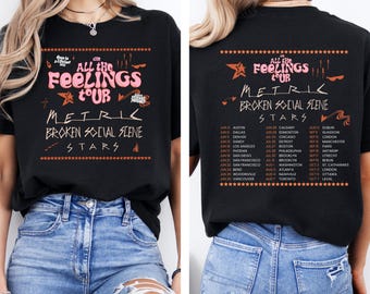 Camiseta de la gira All The Feelings, jersey Metric Broken Social Scene Stars, sudadera con capucha de la gira Metric Broken, camiseta de la gira mundial, camiseta de música de concierto, S15