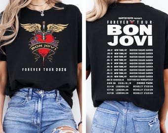 Bon Jovi Rock Band Shirt, Bon Jovi Forever Tour Sweatshirt, Double Sided Tour Dates Hoodie, Rock Band Tour Shirt, Forever Tour 2026 Tee, S12