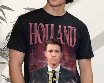 Tom Holland Graphic T-Shirt: Vintage Style Actor Portrait Print
