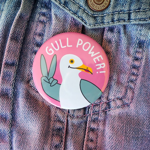 Feminist Seagull Button Badge