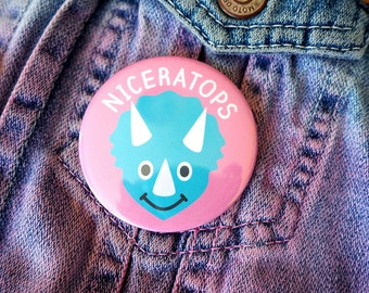 Niceratops Cute Dinosaur Badge