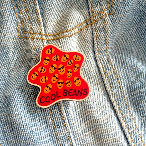 Cool Beans Wooden Pin Badge