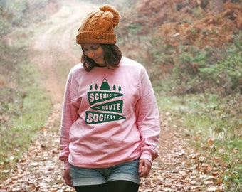 Adventure Pink Unisex Sweatshirt 'Scenic Route Society'