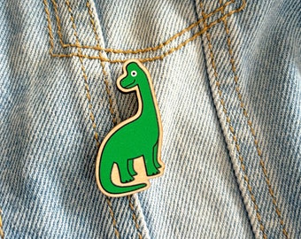 Dinosaur Wooden Pin Badge