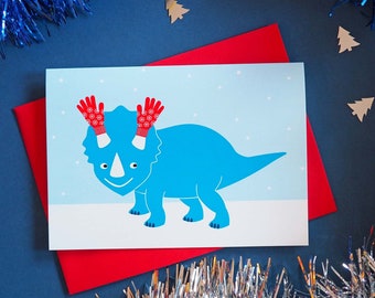 Dinosaur Christmas Card, Funny Christmas Card, Triceratops Christmas Cards, Alternative Xmas Cards, Fun Festive Cards, Quirky Christmas