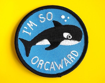 Anxiety Iron On Patch, Awkward Whale