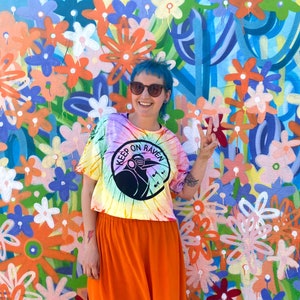 Tie Dye Crop T-shirt for Summer Festival Keep on Raven Rave Clothing image 1