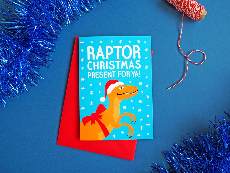 Dinosaur Christmas Cards, Funny Holiday Card Set, Raptor Christmas Cards, Alternative Xmas Cards, Christmas Dinosaur Card, Mulled Wine Card image 6