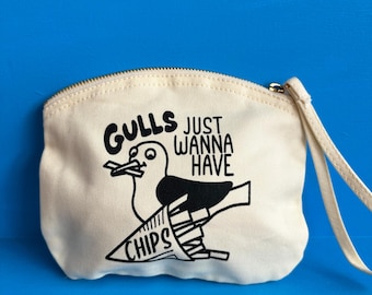 Gulls Just Wanna Have Chips Zip Pouch Bag