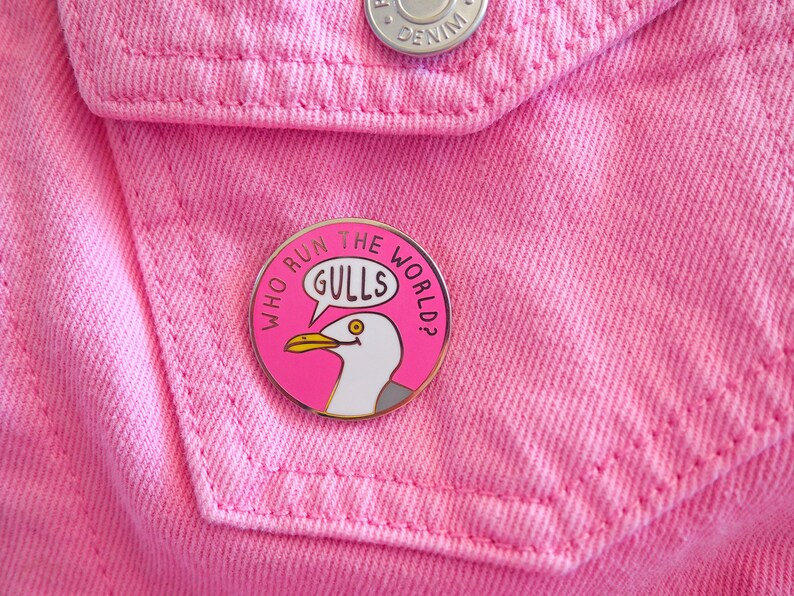 Who Run The World Gulls Enamel Pin Feminist Pin image 1